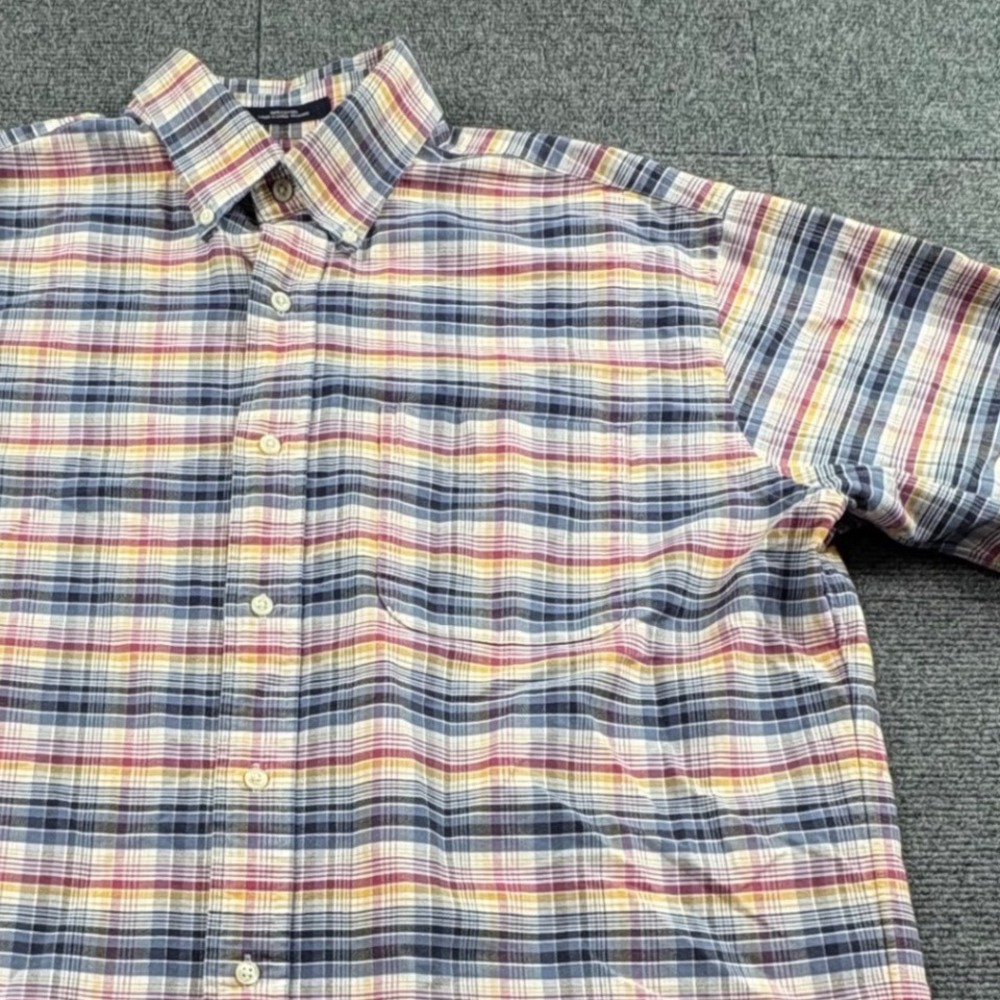 Daniel Cremieux Collection Mens Medium Plaid Short Sleeve Button Down Shirt M
